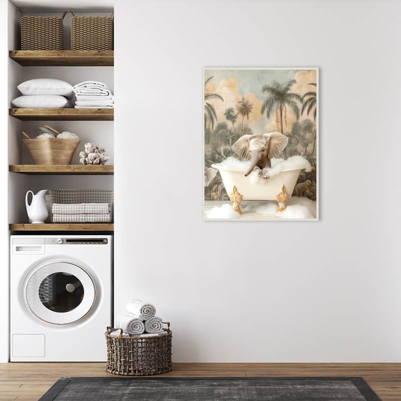 Elephant Bubble Delight by Niky Rahner Framed Canvas Wall Art