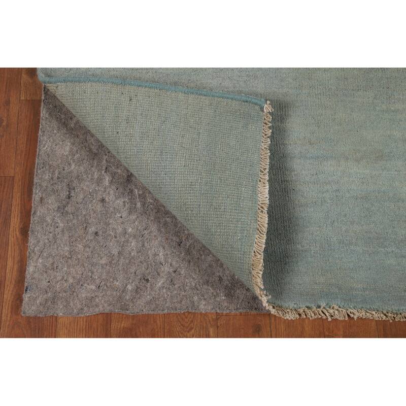 Blue Modern Gabbeh Oriental Foyer Rug Hand-Knotted Wool Carpet - 3'4"x 4'10"
