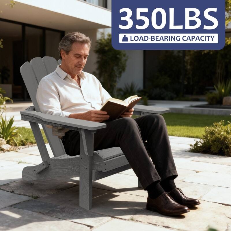 Domi Folding Adirondack Chair,Wooden Textured with Cup Holder,HDPE