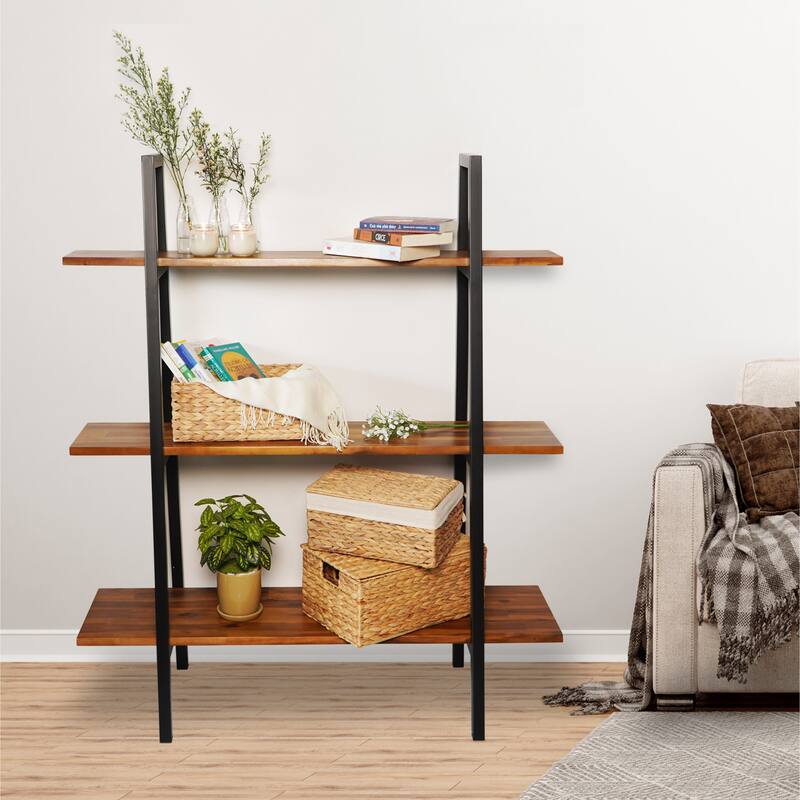 M4H Vejle Solid Wood Three Tier Etagere Bookcase