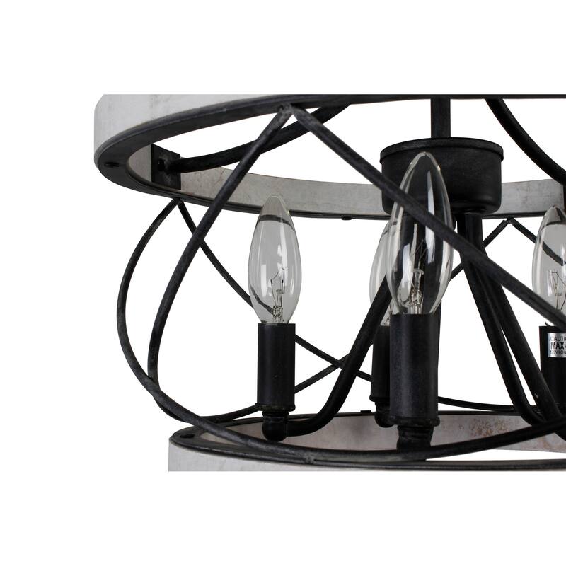 Bella Depot 5-Light Rustic Cage Wood Chandelier Dimmable Lighting, Adjustable Farmhouse Pendant Light for Small Room