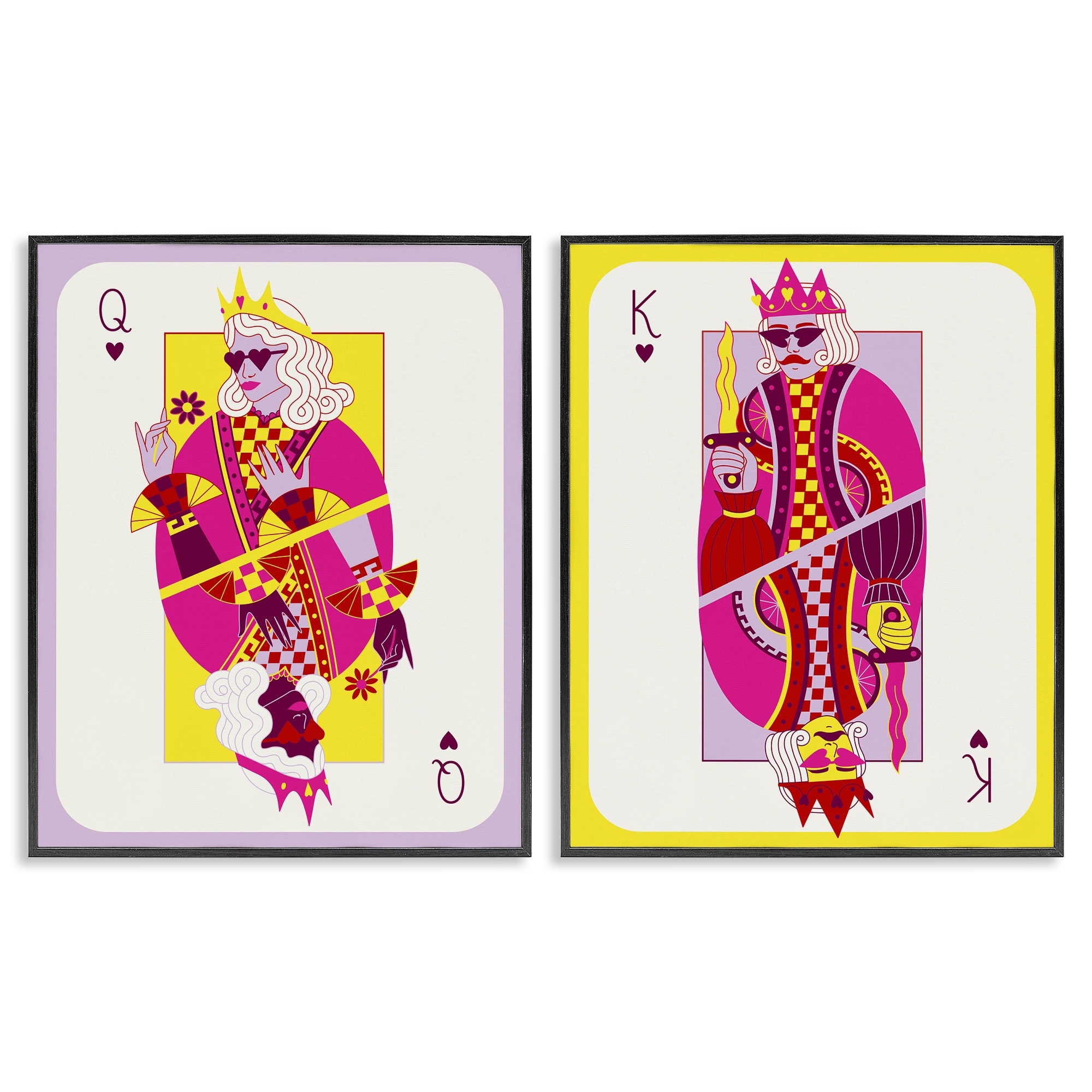 Stupell King & Queen Cards Framed Giclee Art Design By Grace Popp (Set of 2)