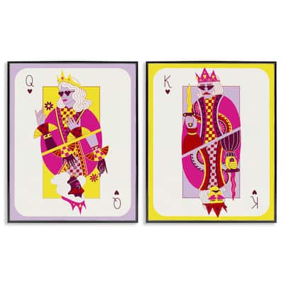Stupell King & Queen Cards Framed Giclee Art Design By Grace Popp (Set of 2)