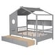 preview thumbnail 6 of 26, Wooden Full Size House Bed with 2 Drawers,Kids Bed with Storage Shelf, Gray