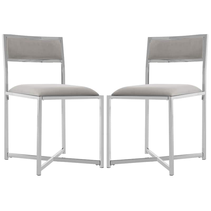 SAFAVIEH Terrie Grey Chrome Side Chair - 18Wx21Dx32H - Grey/Metal Chrome
