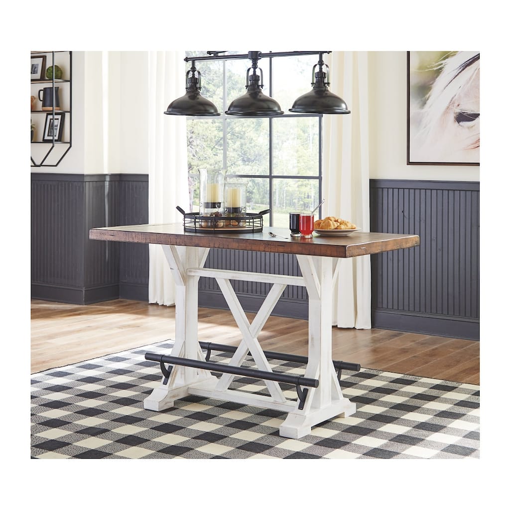 Valebeck Brown/ White Rectangular Dining Room Counter Table - 60" W x 30" D x 36" H