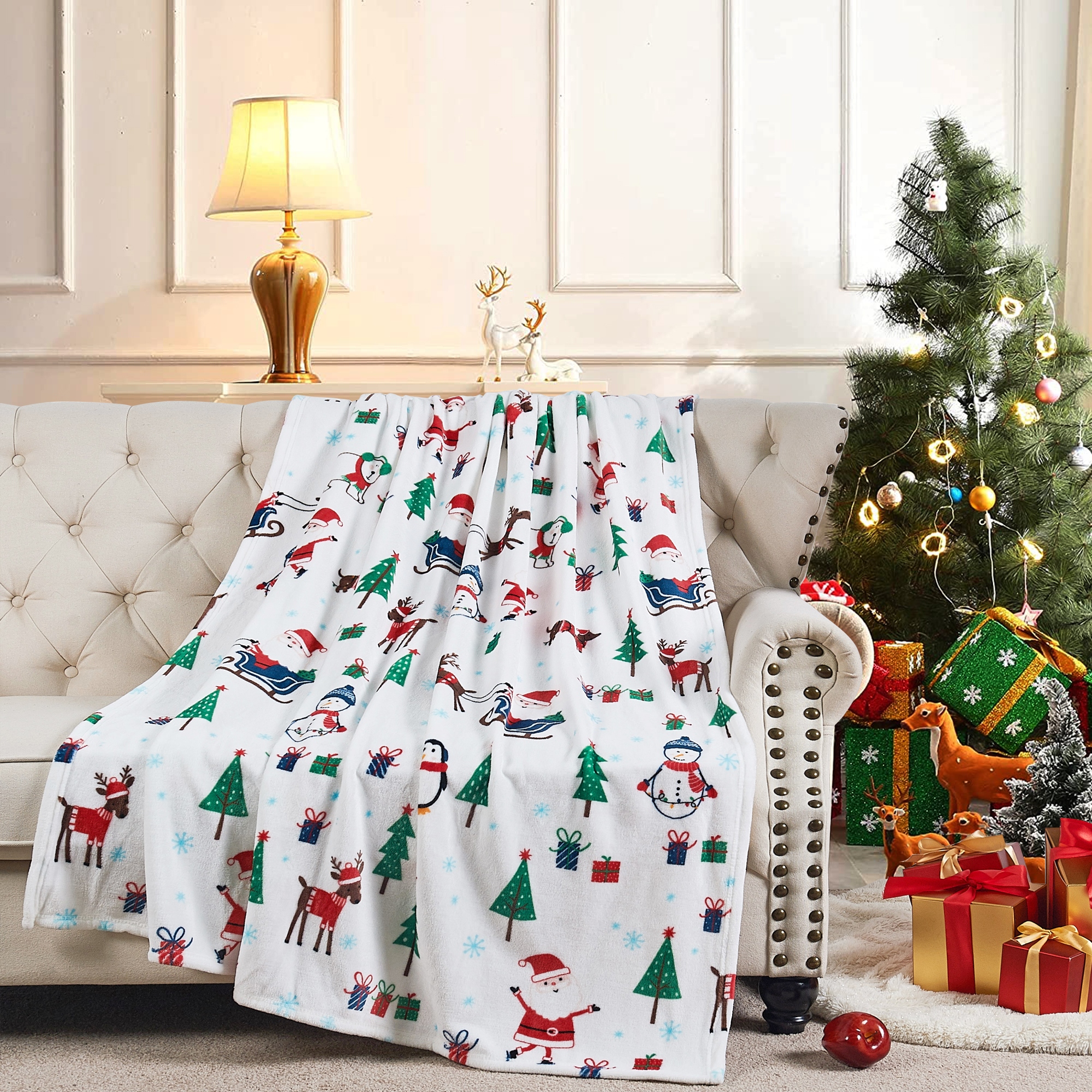 Christmas fleece store throw blanket
