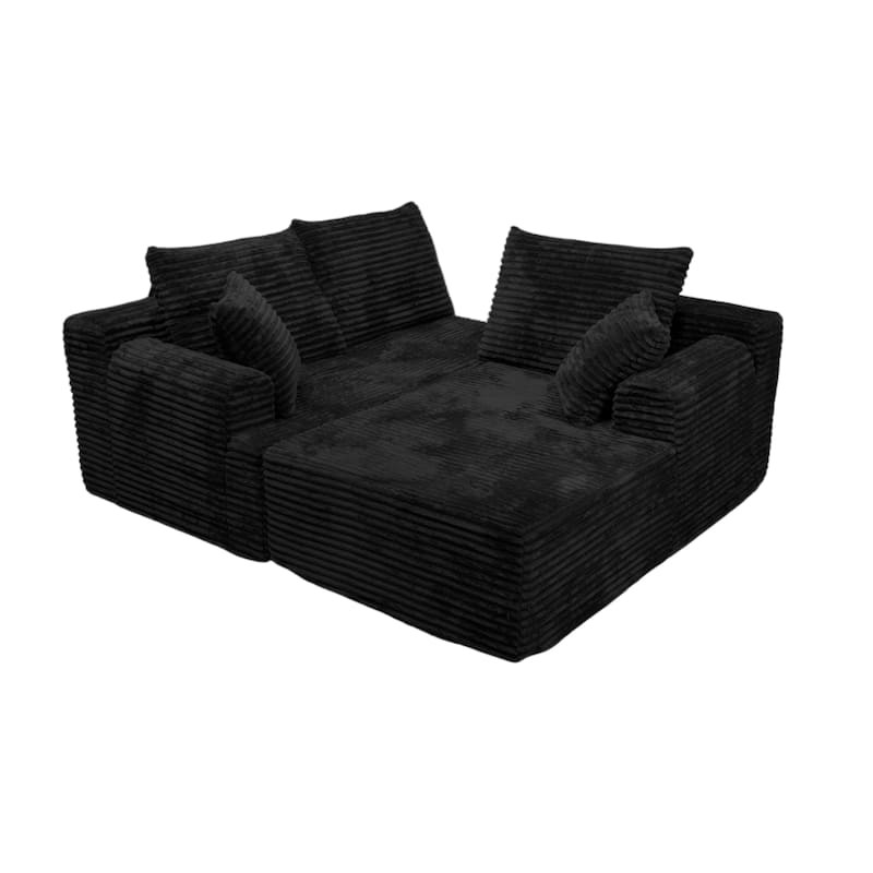 L-Shaped Corner Sectional Sofa Set with Side Chaise Lounge, Soft Foam Cushion Modular Sofa Corduroy Leisure Couch