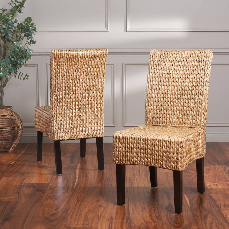 SAFAVIEH Clemensa Natural Dining Chair (Set of 2) - 18.1" x 22.8" x 39" - 18"W x 23"D x 39"H