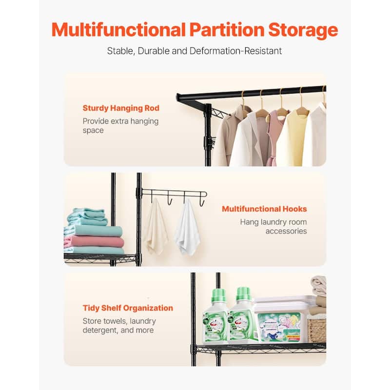 Adjustable Laundry Room Storage Shelf Over Washer and Dryer Sturdy Carbon Steel Organizer Rack
