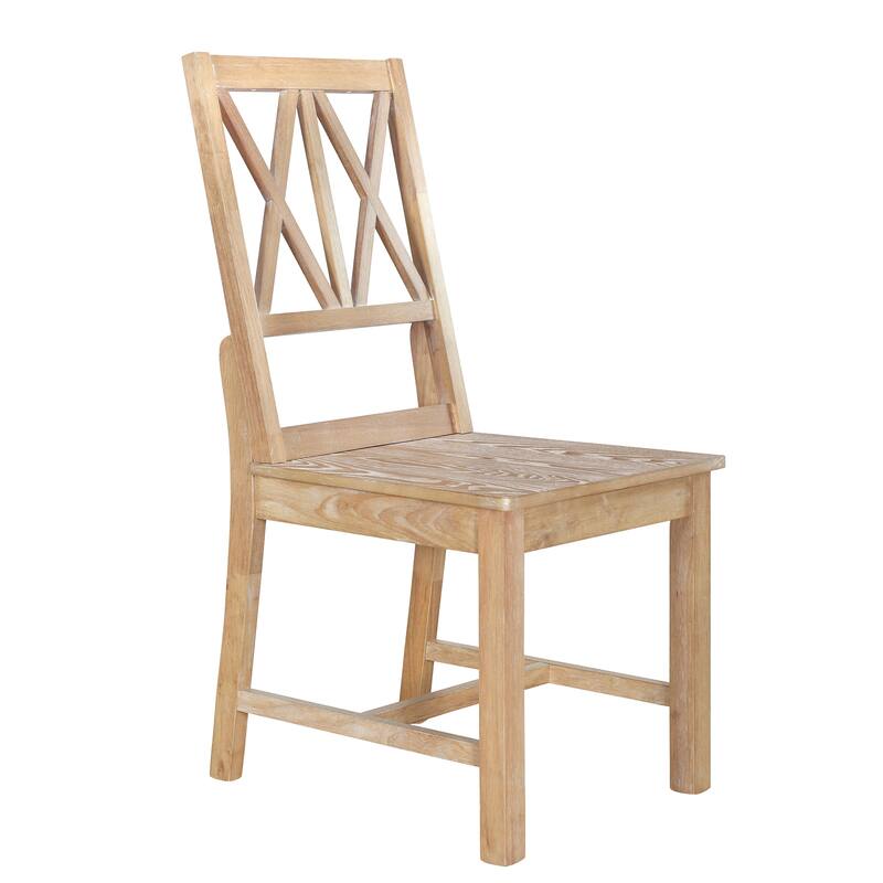 Rustic Rectangular 5-Piece Wood Dining Table Set 4-Person Dining Set with Round Extendable Table and 4 Cross Back Dining Chairs