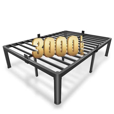 14 Inch Queen Metal Platform Bed Frame with Round Corner Legs, 3000 LBS Heavy Duty Steel Slats Support, No Box Spring Needed
