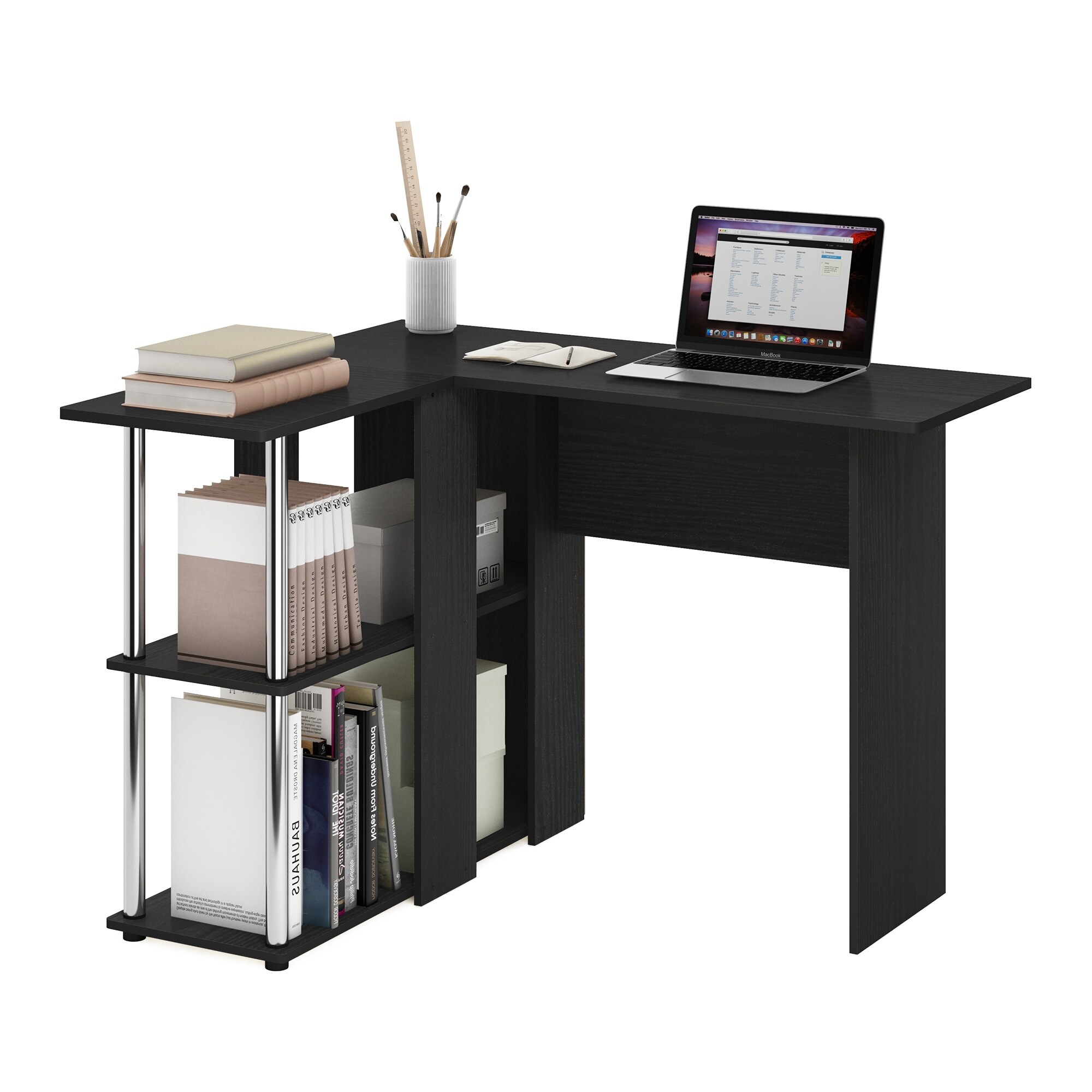 Furinno Abbott L Shape Desk with Bookshelf Bed Bath Beyond