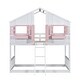 preview thumbnail 11 of 11, Twin over Twin House Bunk Bed with Roof , Window, Window Box, Door , with Safety Guardrails and Ladder, Pink/White