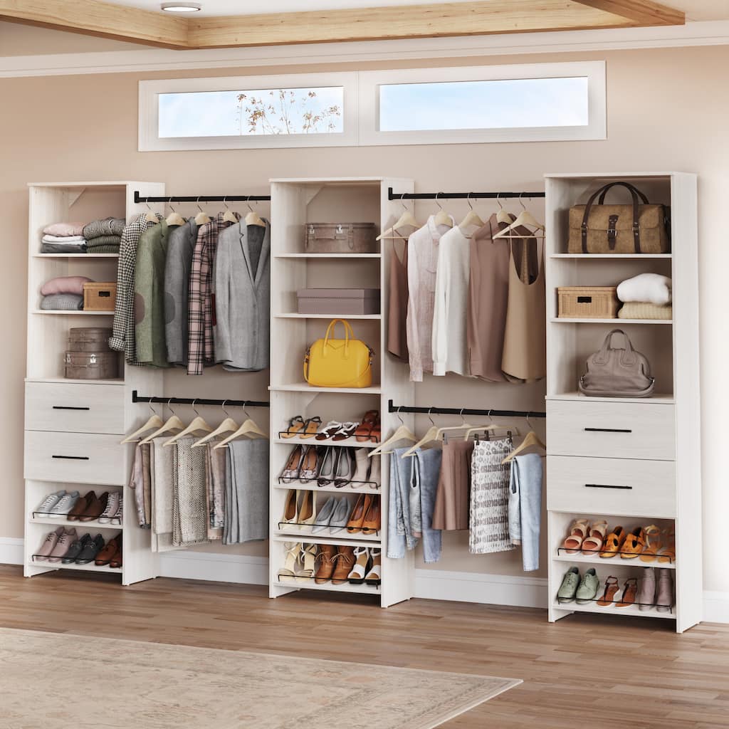 ClosetMaid SuiteSymphony Modern 3-Tower 4-Drawer Closet Organizer System with Shoe Storage