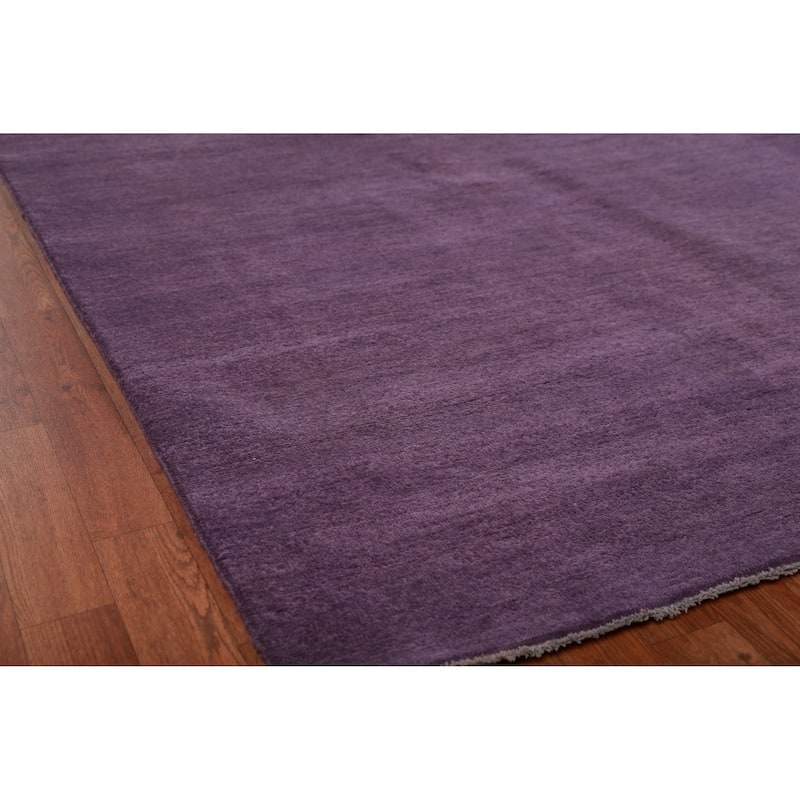 Hand Knotted Oriental 100% Wool Carpet Modern Solid Purples Gabbeh Area Rug - 13' 7'' X 10' 0''
