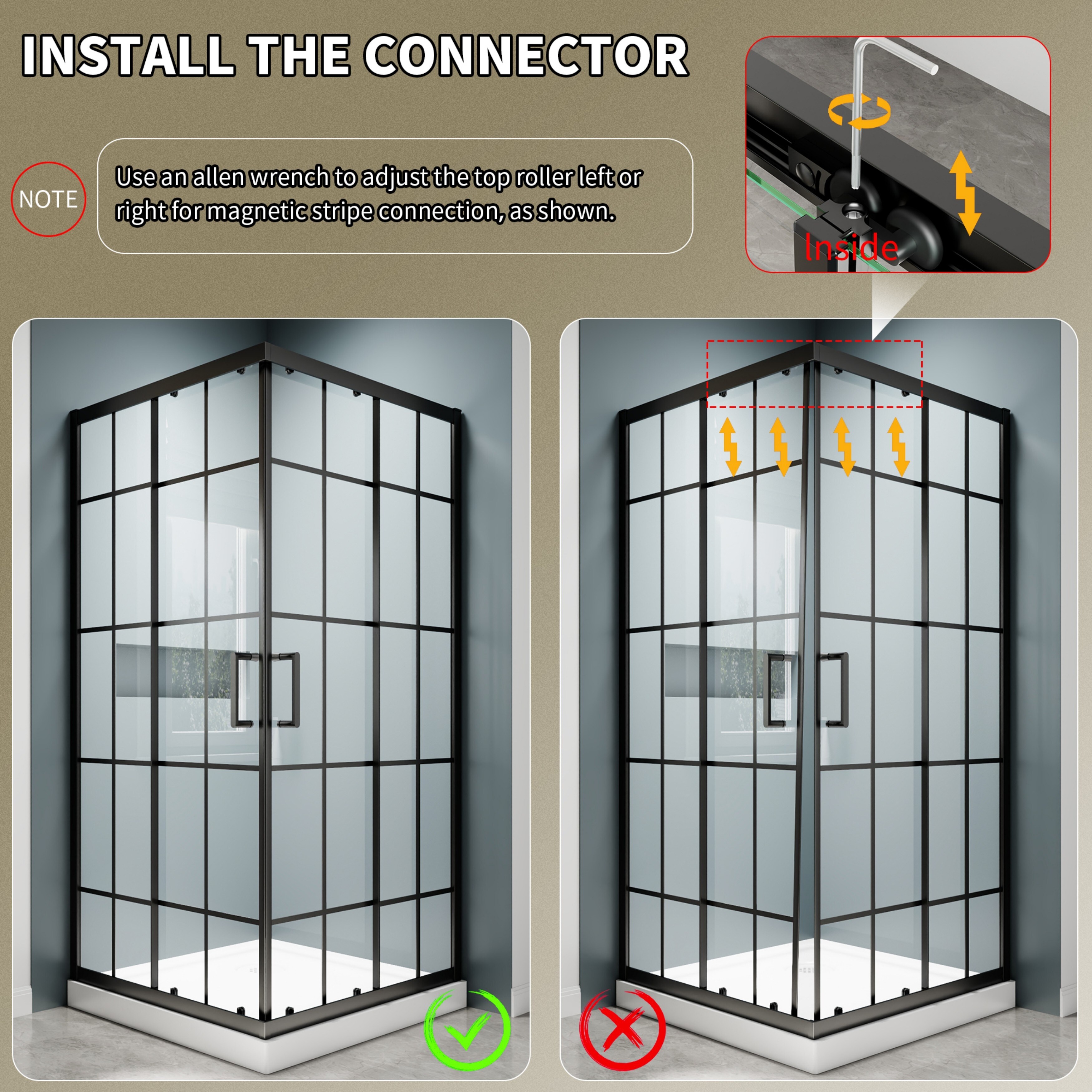 36'' x 71'' Corner Sliding Shower Door - Self-Cleaning Glass