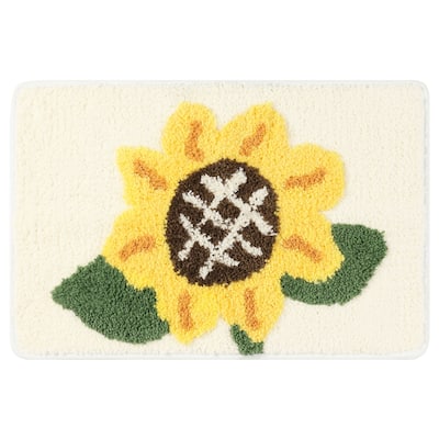 Bathroom Rug, Soft Sunflower Pattern Bath Mat for Bathroom No Slip and Absorbent Rugs Floor Mat