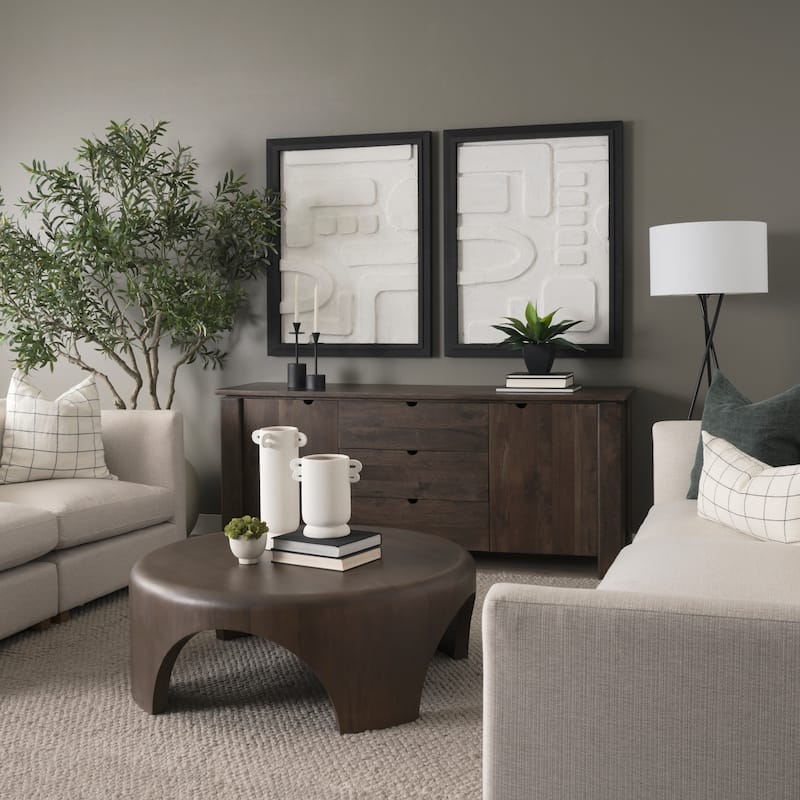 Shima Round Brown Wood W/Arched Legs Coffee Table - 45.0L x 45.0W x 16.0H