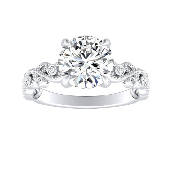 Auriya 14k Gold 2ct TW Vintage Moissanite and Diamond Engagement Ring 1/10cttw. Opens flyout.