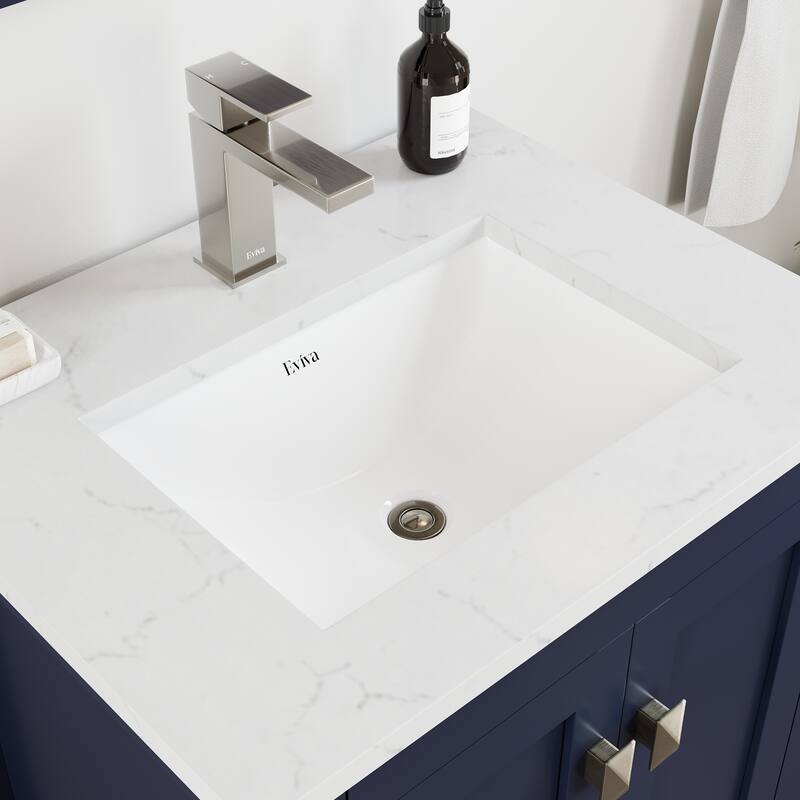London 24"W Bath Vanity with Carrara Quartz Top & Undermount Sink
