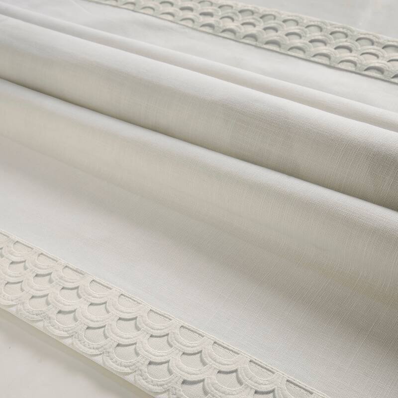 Exclusive Fabrics Bordered Textured Cotton Curtains For Bedroom & Living Room Curtains - Single Panel Drapes