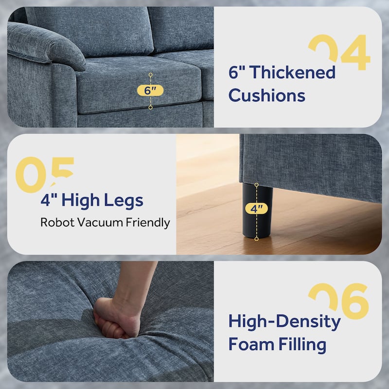 U-Shaped Chenille Upholstered Modular Sectional Sofa Couch with 2 Ottomans