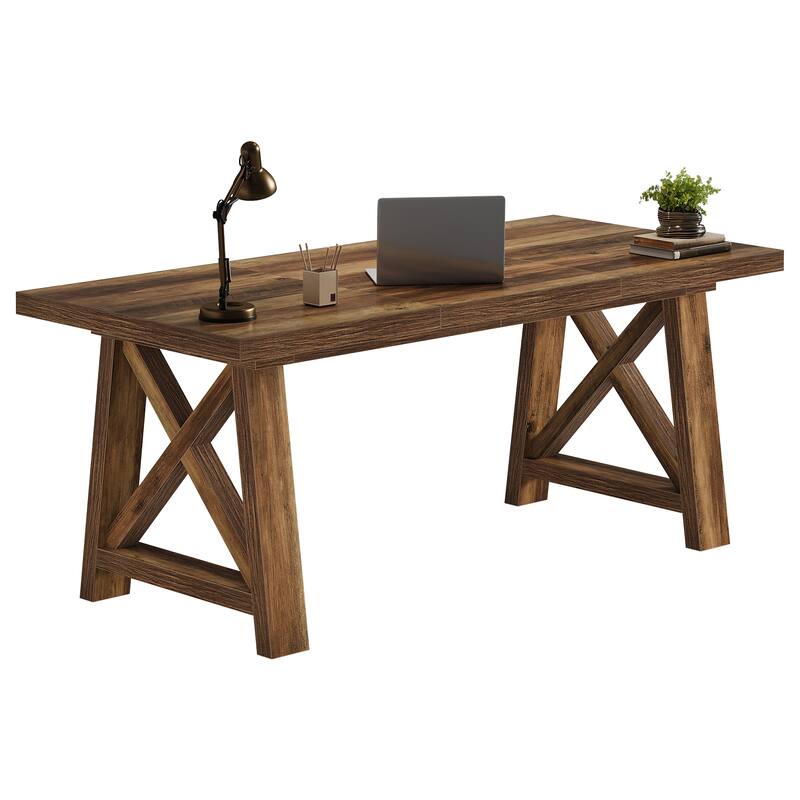 63 Inch Executive Desk with Sturdy X-Shaped Legs