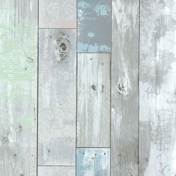 Brewster 2532-20416 Dean Blue Distressed Wood Panel Wallpaper - dean blue distressed wood panel - N/A