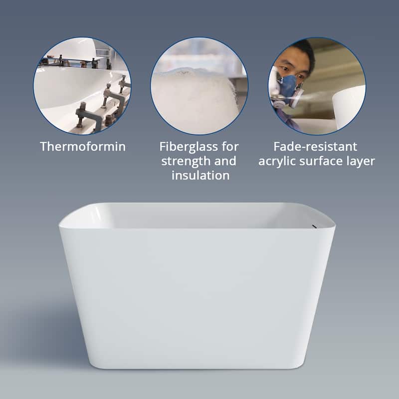 47" L x 27" W Freestanding Acrylic Small Japanese Soaking Bathtub with Built-in Seat