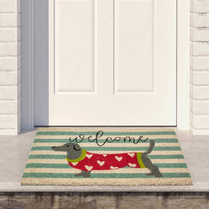 Natural Coir Rectangular Dachshund Dog Welcome Doormat 18" x 30" - 30