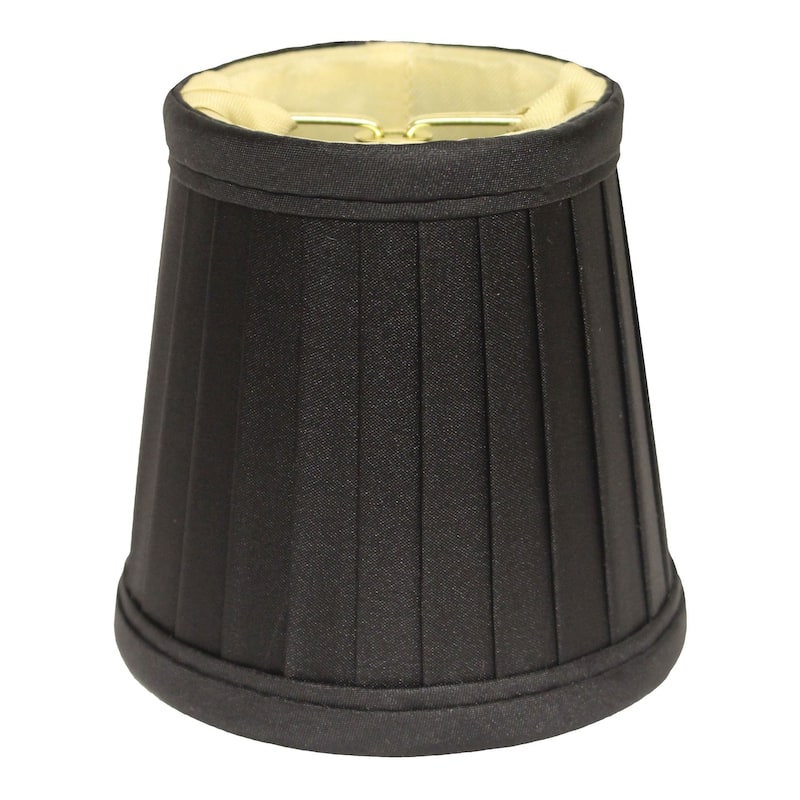 4" Black and Gold of 6 Slanted Pleat Chandelier Silk Lampshades - 4"x4"x4"