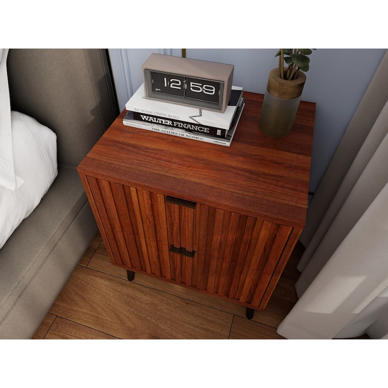Wooden Nightstand with 2 Drawers
