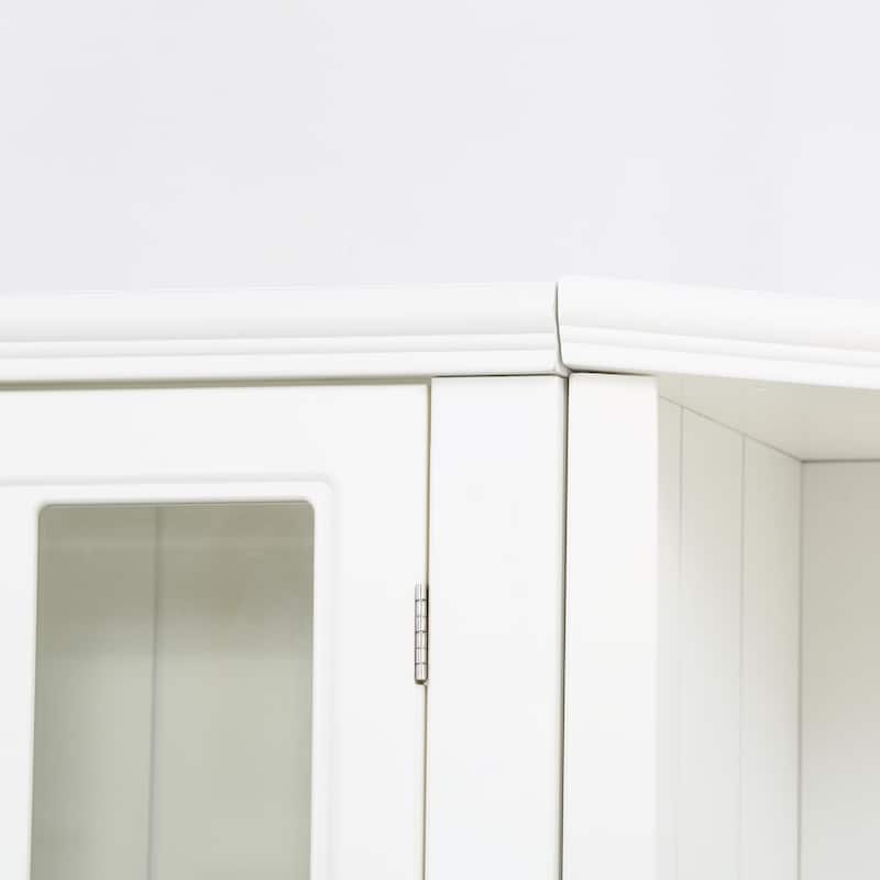 2x 75.25'' Tall Display Cabinets and Two Triangle Sided Bookshelves, 105.5'' Wide Retro Style Wall Suit with Glass Doors