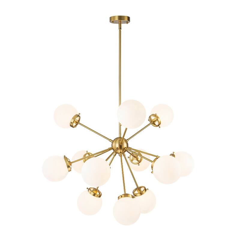 Glam 12-Light Frosted Glass Bubble Round Sputnik Chandelier 34in