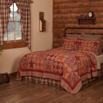 Tan Rustic Bedding VHC Dawson Star Quilt Cotton Star