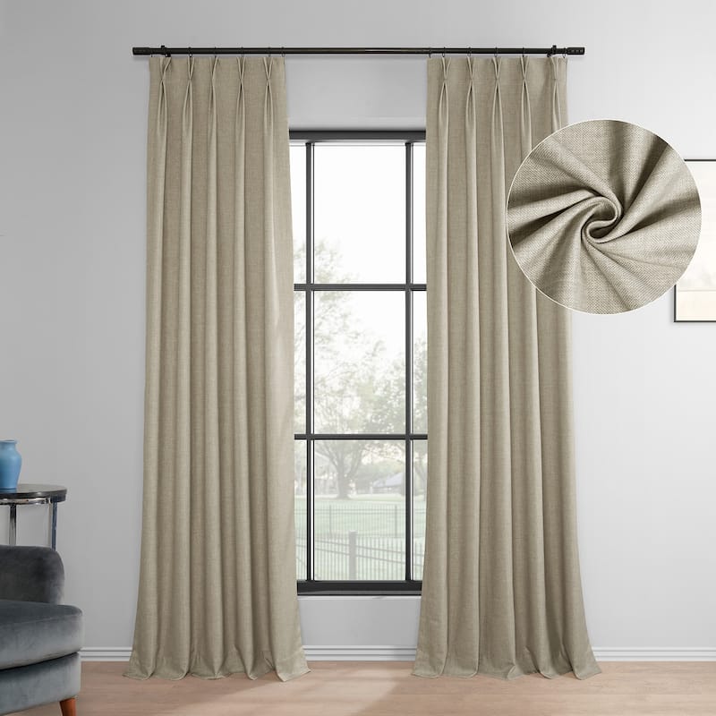 Exclusive Fabrics Solid Performance Linen French Pleated Thermal Blackout Curtains for Bedroom & Living Room Curtains (1 Panel)