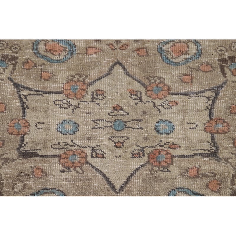 Floral Beige Tabriz Persian Area Rug Handmade Wool Carpet - 8'1"x 10'7"