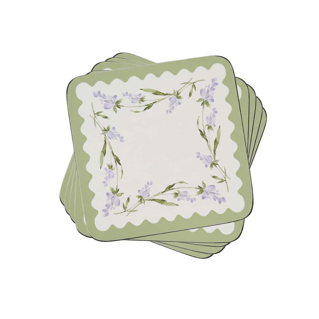 Portmeirion Set of 6 Lavandula Coasters - 4 x 4 in