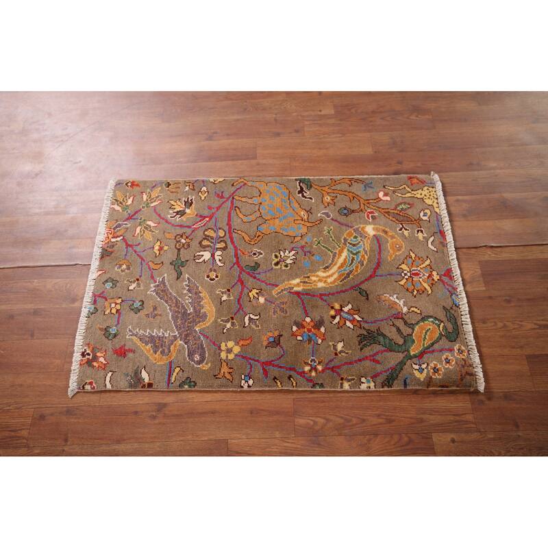 Animals Design Ziegler Oriental Accent Rug Handmade Wool Carpet - 2'0" x 3'1"