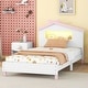 preview thumbnail 29 of 48, Wood Bed Frame w/ House-Shaped Headboard & Motion Activated Night Lights for Kids