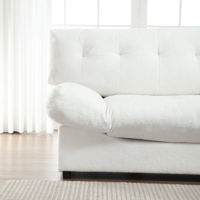 96.46'' Fabric 2 Seater Sofa Couch with Comfy Padded Design and Cloud Style, Plastic Feet, for Living Room and Apartment
