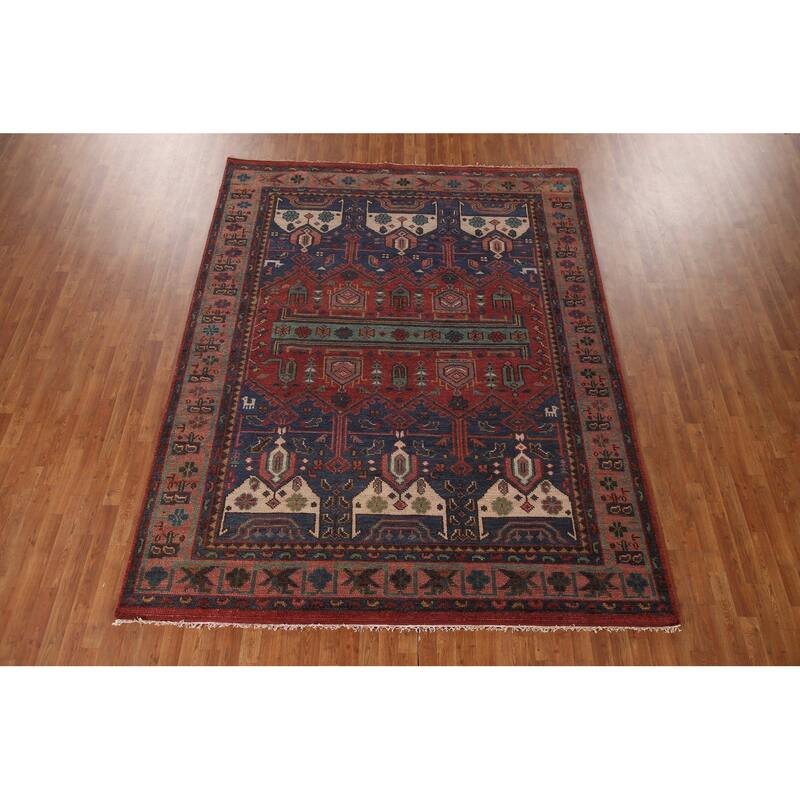 Geometric Sirjan Oriental Area Rug Handmade Wool Carpet - 8'0"x 10'2"