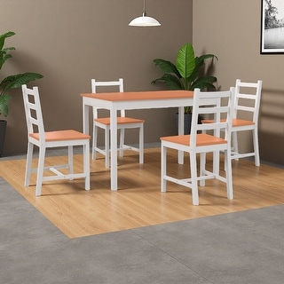 5-Piece Dining Set with Rectangular Kitchen Table and 4 Chairs - Bed ...
