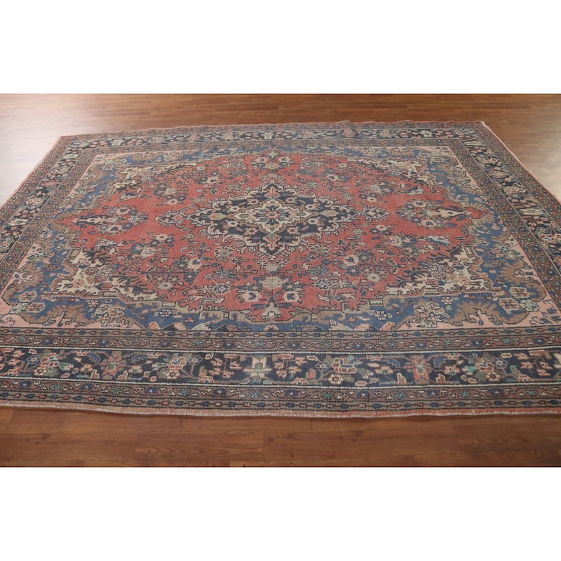 Hamedan Persian Vintage Rug Handmade Wool Carpet - 7'2"x 10'2"