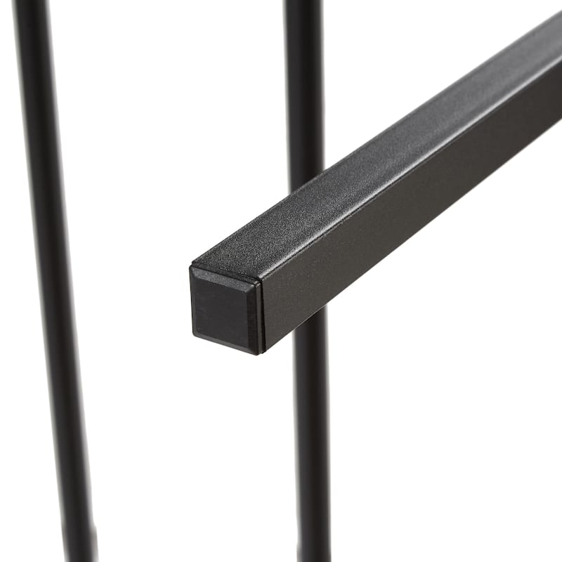 Black+Brown Full Size Modern Metal Platform Bed with Wooden Headboard and LED
