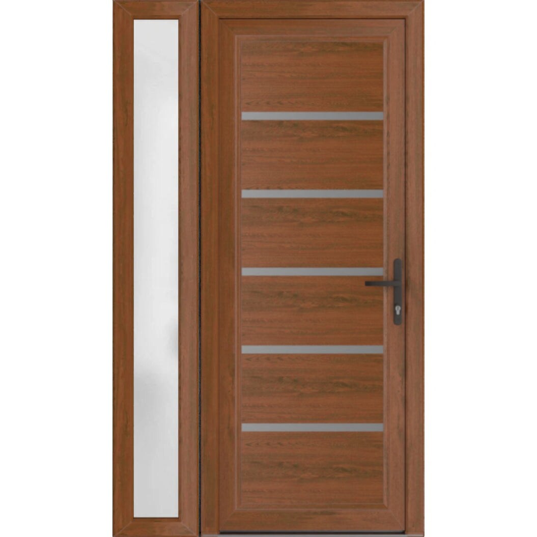 Exterior Prehung Metal-Plastic Door Manux 8415 Walnut W30xH80 Lefthand Inswing