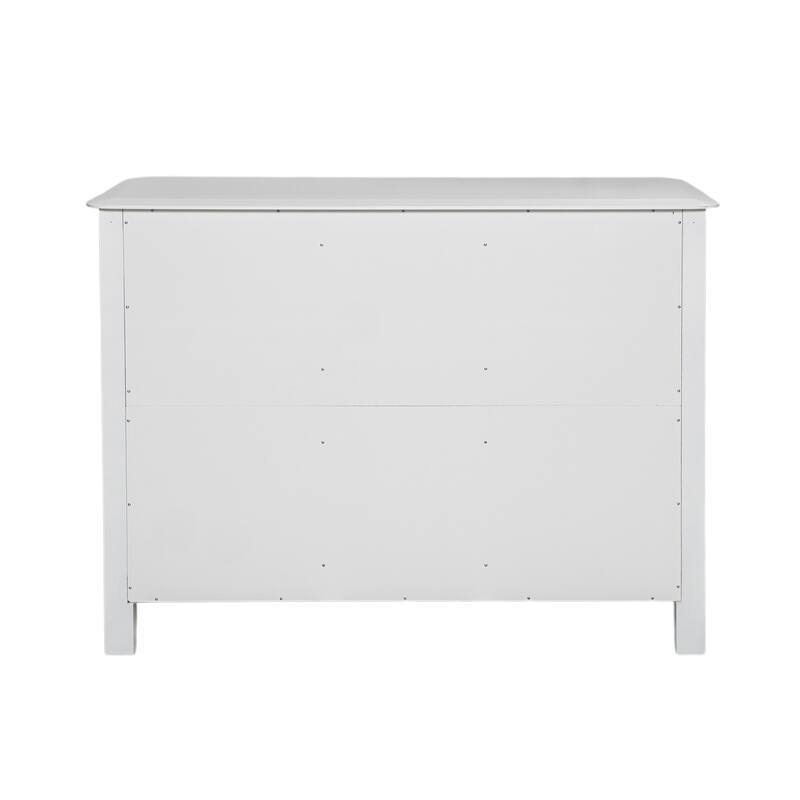 Roomfitters Large Sideboard Cabinet with 3 Doors and 3 Drawers, Acacia Wood, Antique White