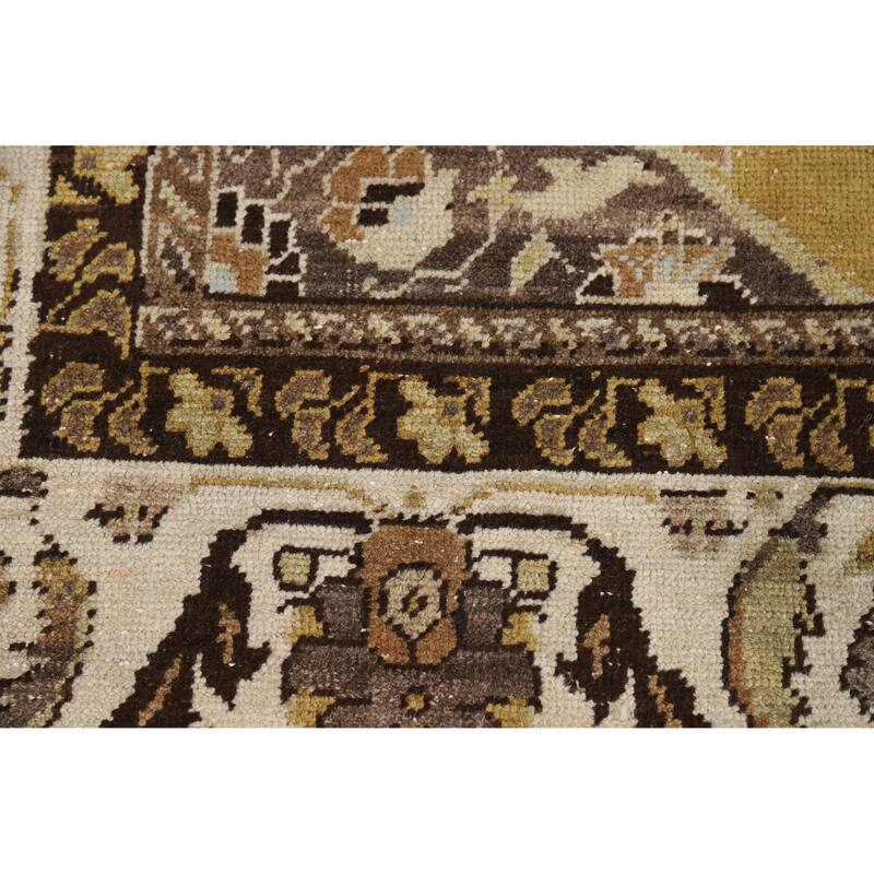 Gold Vegetable Dye Mashad Antique Persian Rug Handmade Wool Carpet - 5'3" x 8'3"