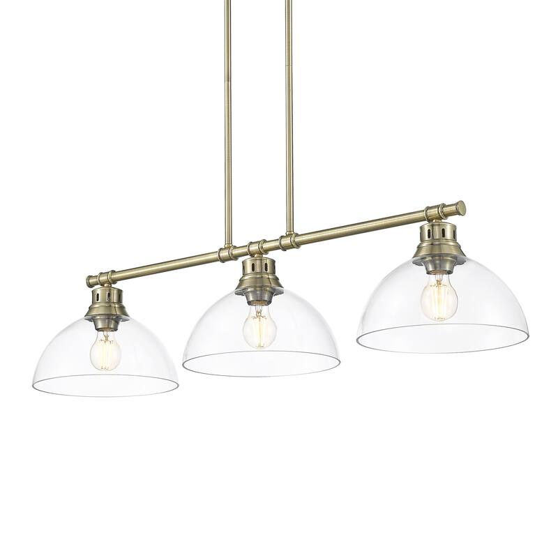 Yep by Golden Lighting Duncan 3-light Island Light in Aged Brass and Clear Glass